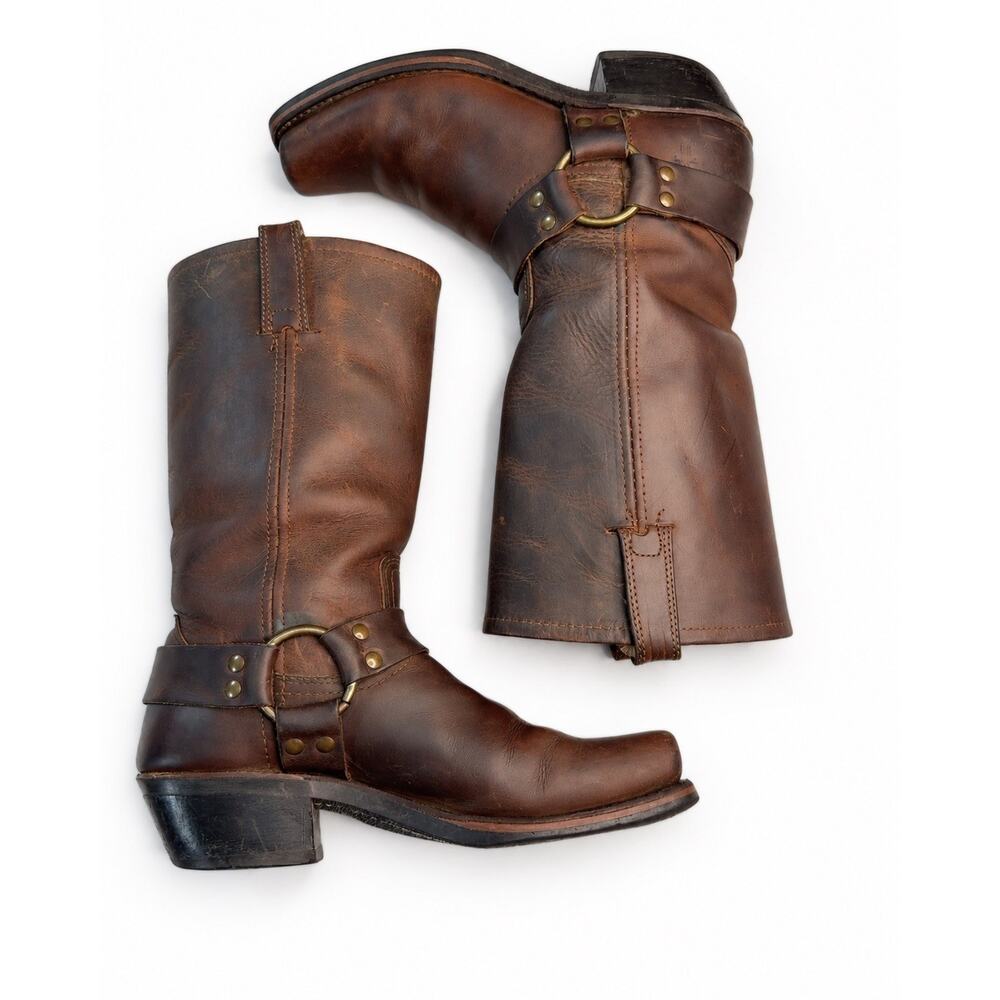 FRYE Harness 12R Brown Leather Moto Boots Women's Size 7.5 B Style 77300 - Picture 3 of 10